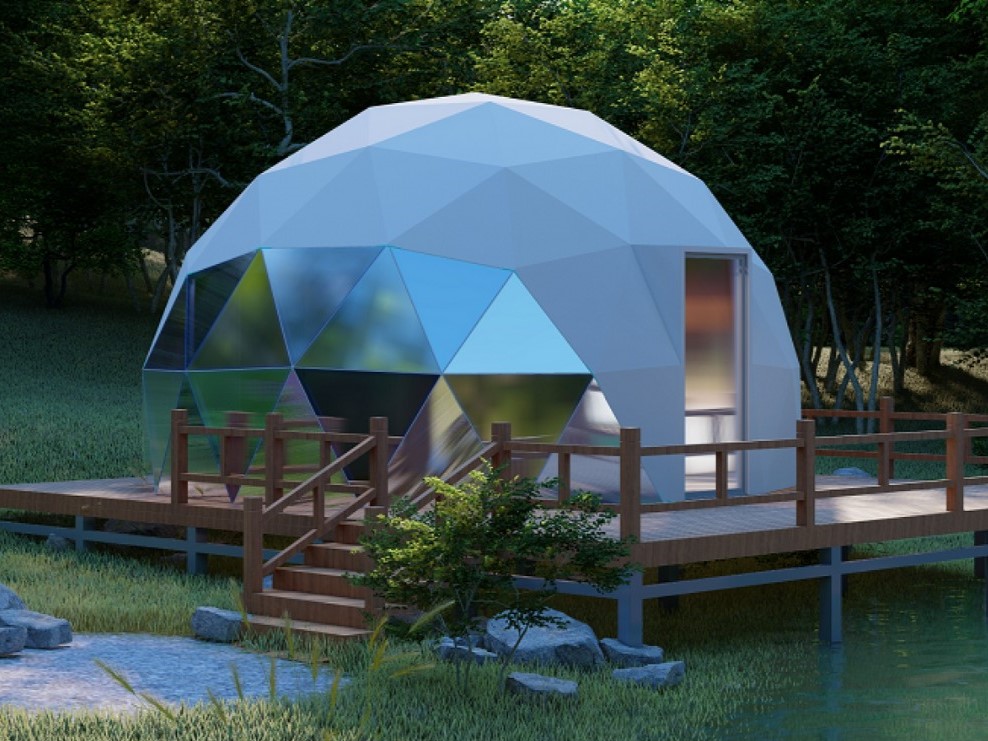 pvc និងកញ្ចក់ geodesic ផ្ទះតង់តង់