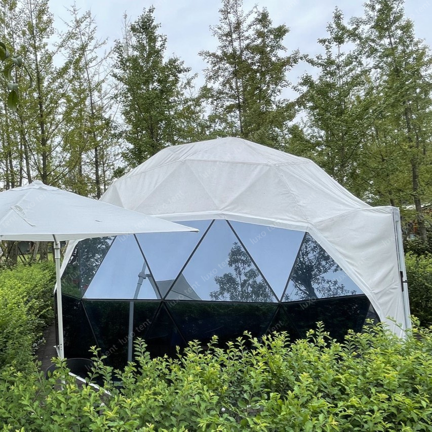 6m pvc and glass geodesic dome tent