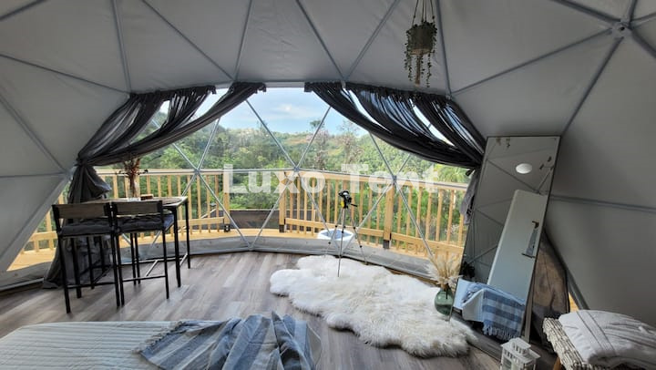 6m diameter geodesic dome tent bedroom