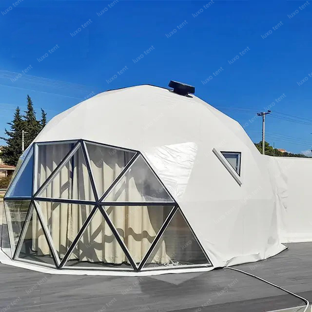 pvc geodesic na glass dome tent hotell